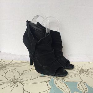 Steven Steve Madden Black Suede Peep Toe Boot 6.5
